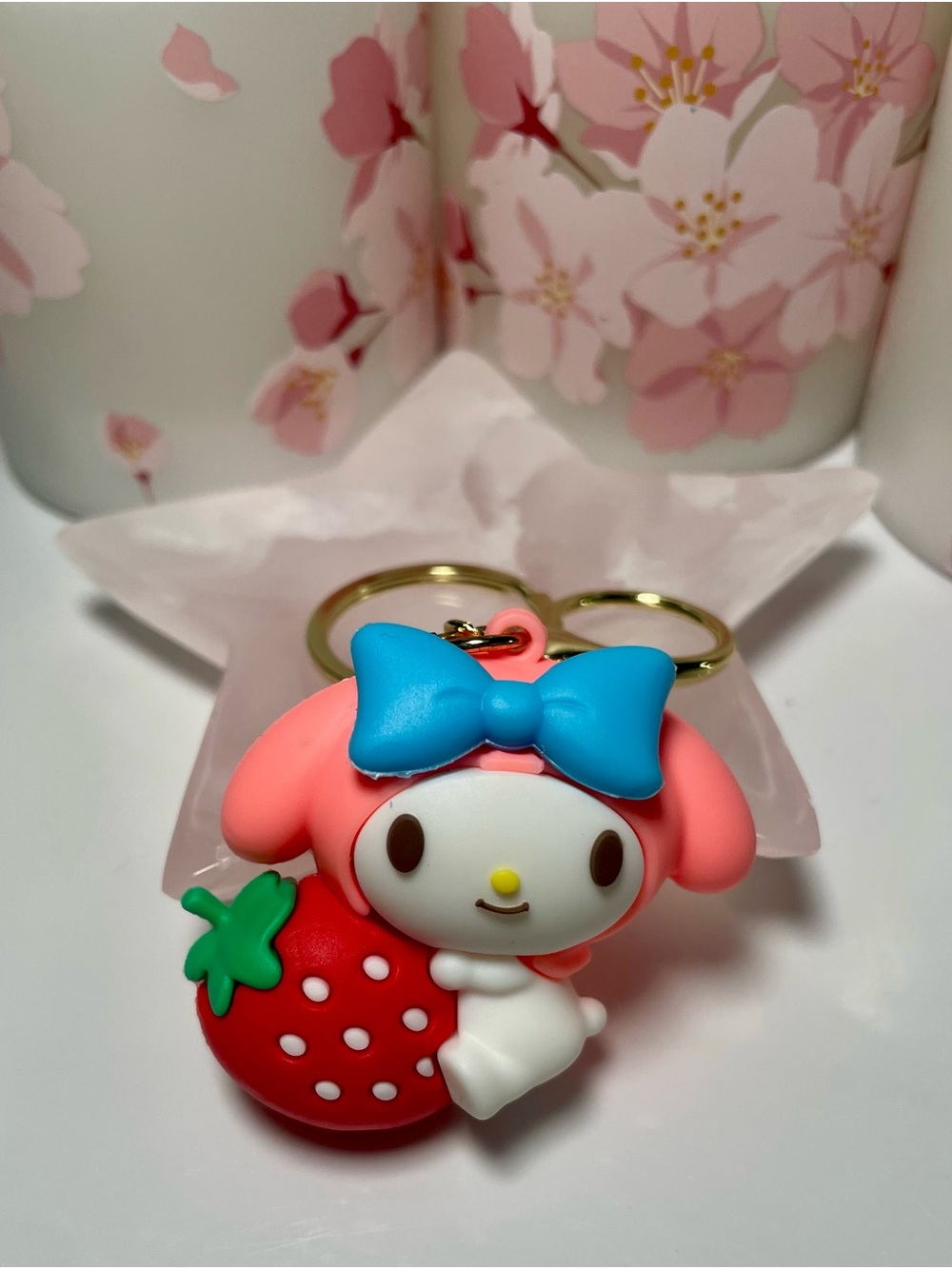 Sanrio My Melody Keychain in Pink, Blue & Red